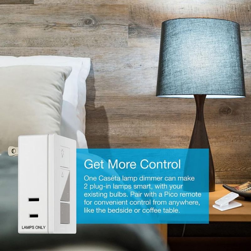 Kit de Interruptor Electrónico Lutron Caseta con Dimmer y Enchufe Inteligente