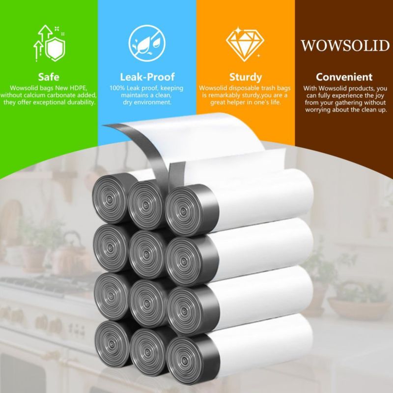 Bolsas de Basura WOWSOLID 15 L 360 Unidades con Cordón Resistente