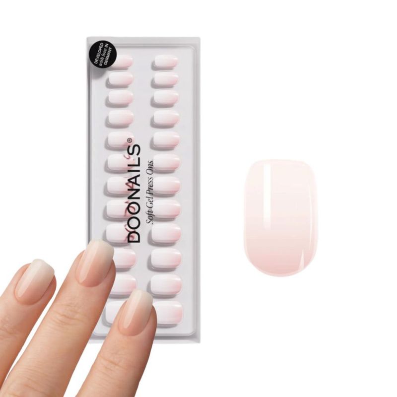 Uñas Postizas Doonails Soft Gel Presionables 28 Piezas Cuadradas Rosadas
