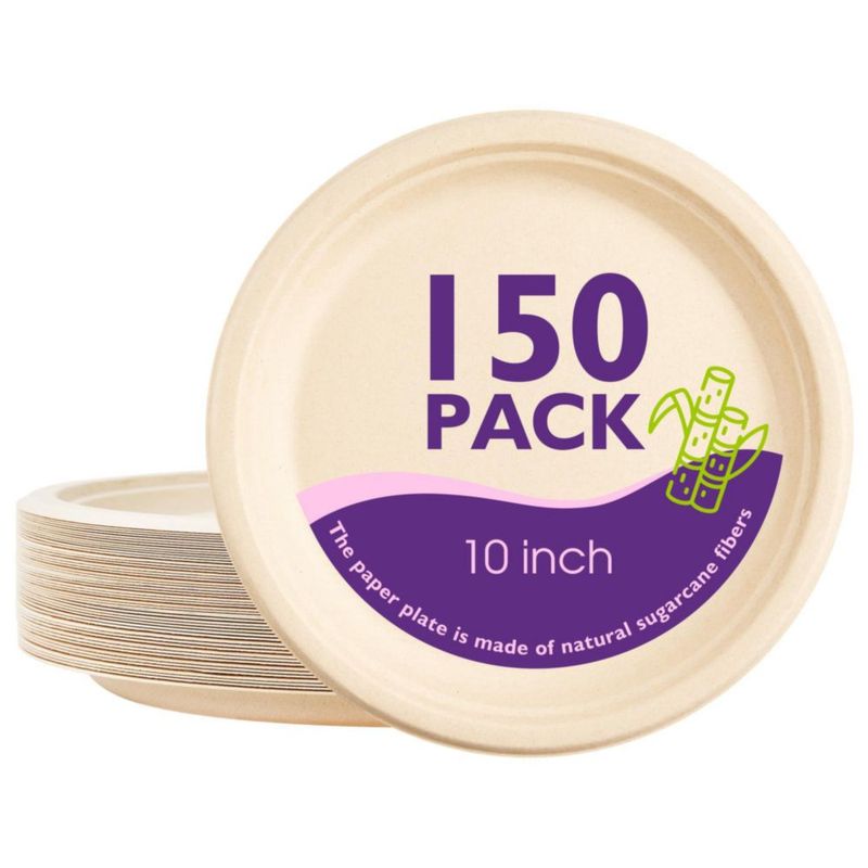 Platos de Papel Compostables PACKINNO de 10" Paquete de 150