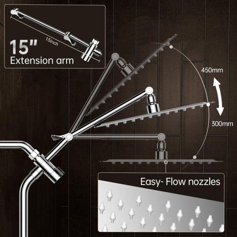 Cabezal de Ducha Veken 30 cm Doble Lluvia Manual Cromado