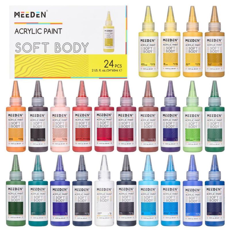 Set de Pintura Acrílica de Cuerpo Suave MEEDEN 24 Colores 60 ml