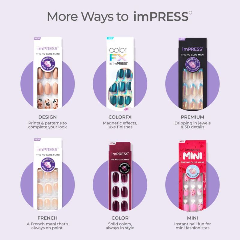 Uñas Postizas imPRESS Your Magic Rosa Cortas Squoval 30 piezas