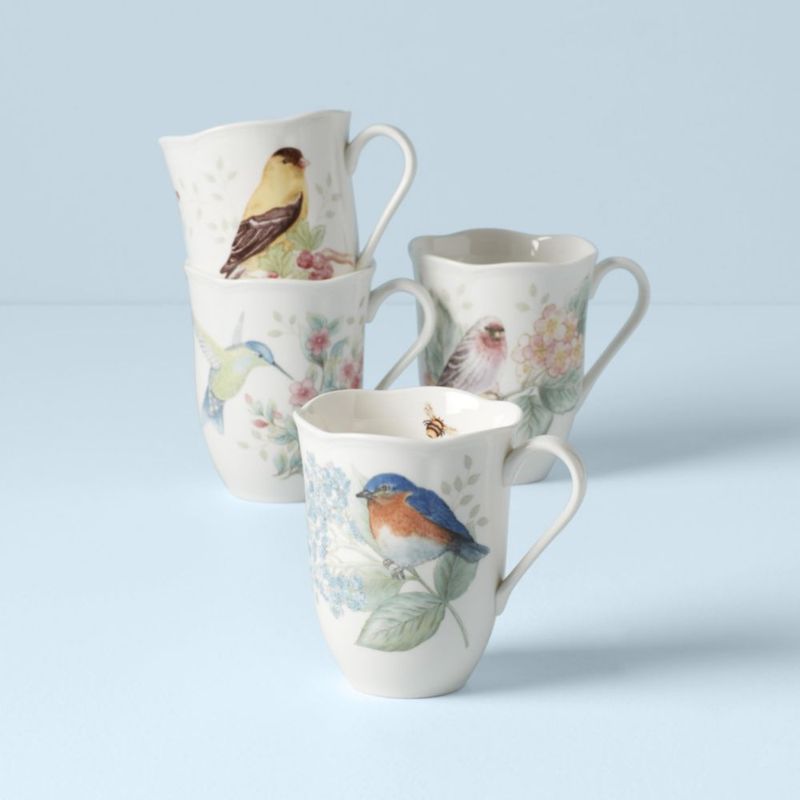Juego de 4 Tazas de Porcelana Lenox Butterfly Meadow Flutter
