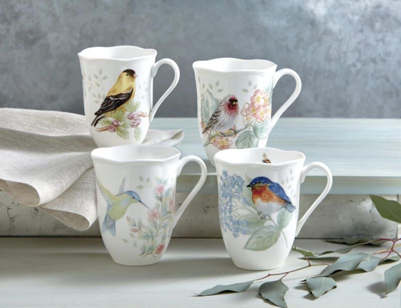 Juego de 4 Tazas de Porcelana Lenox Butterfly Meadow Flutter
