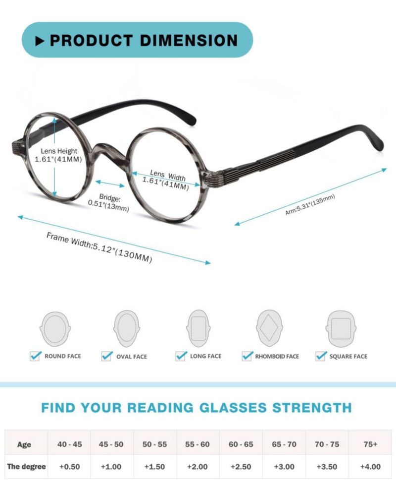 Lentes de Lectura Reducblu Professor Round +2.50 Negro-Blanco