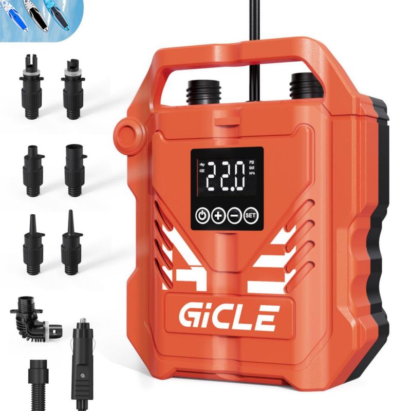 Bomba eléctrica portátil para tablas de remo GICLE de doble etapa 22 PSI