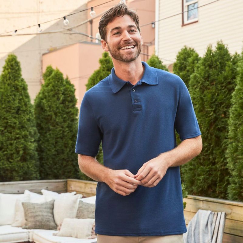 Remera Polo Hanes Piqué Manga Corta Carbón Mediana