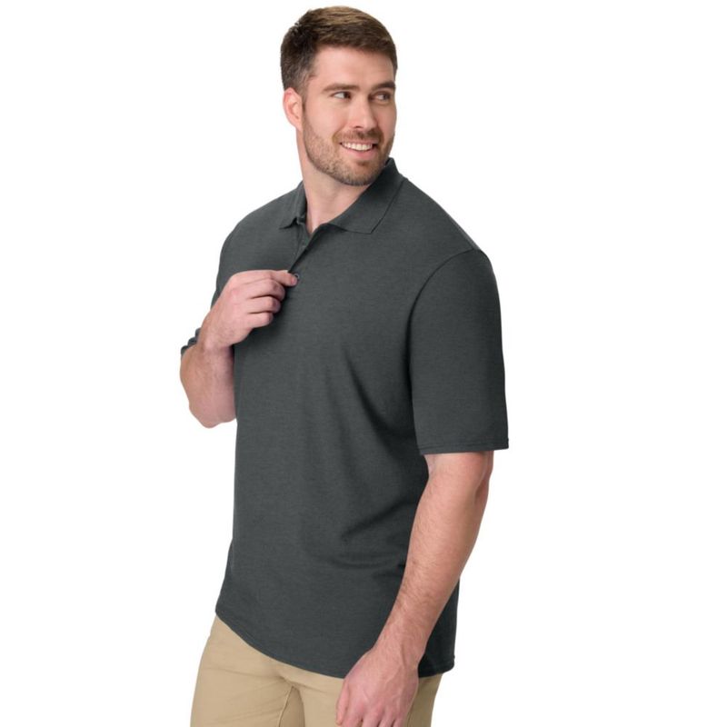Remera Polo Hanes Piqué Manga Corta Carbón Mediana