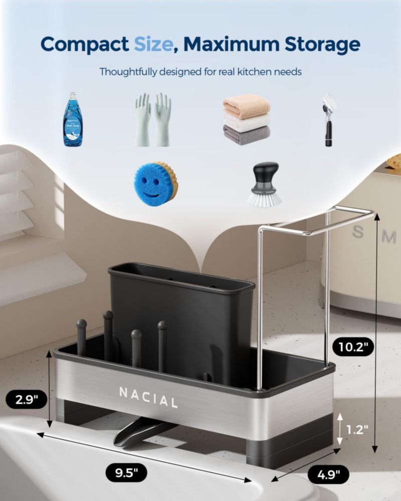 Organizador para Fregadero de Cocina Nacial Antióxido de Acero Inoxidable