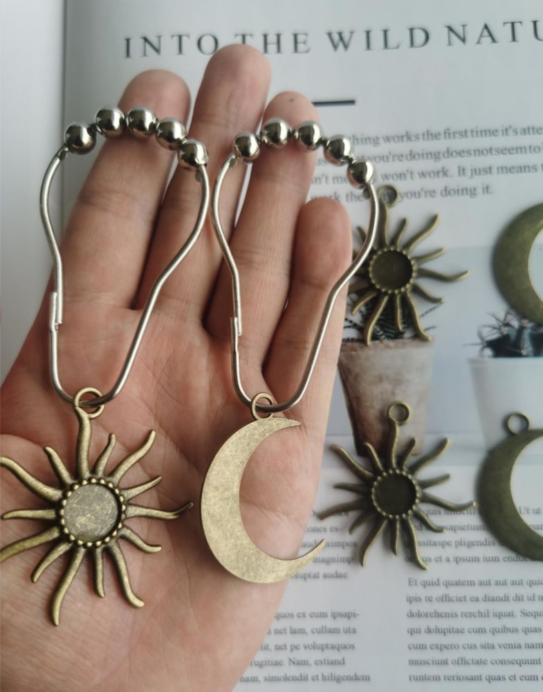 Ganchos para Cortina Aimoye Sol y Luna de Metal 12 Piezas