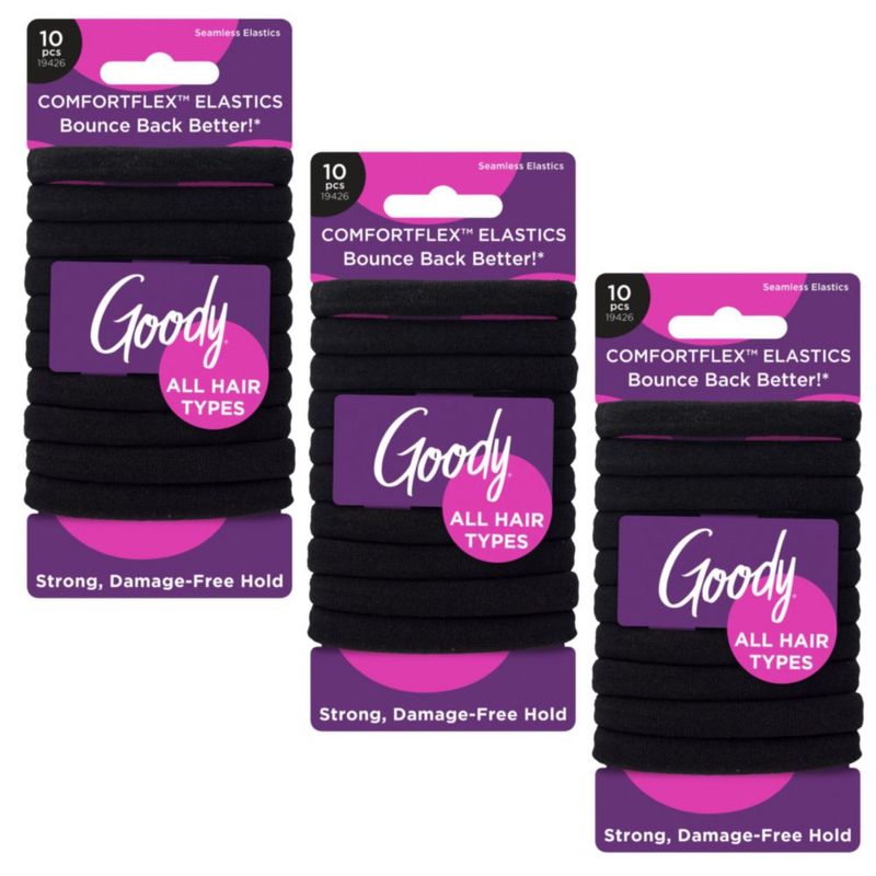 Liga para el Cabello GOODY ComfortFlex Sin Costuras Negra Paquete de 30