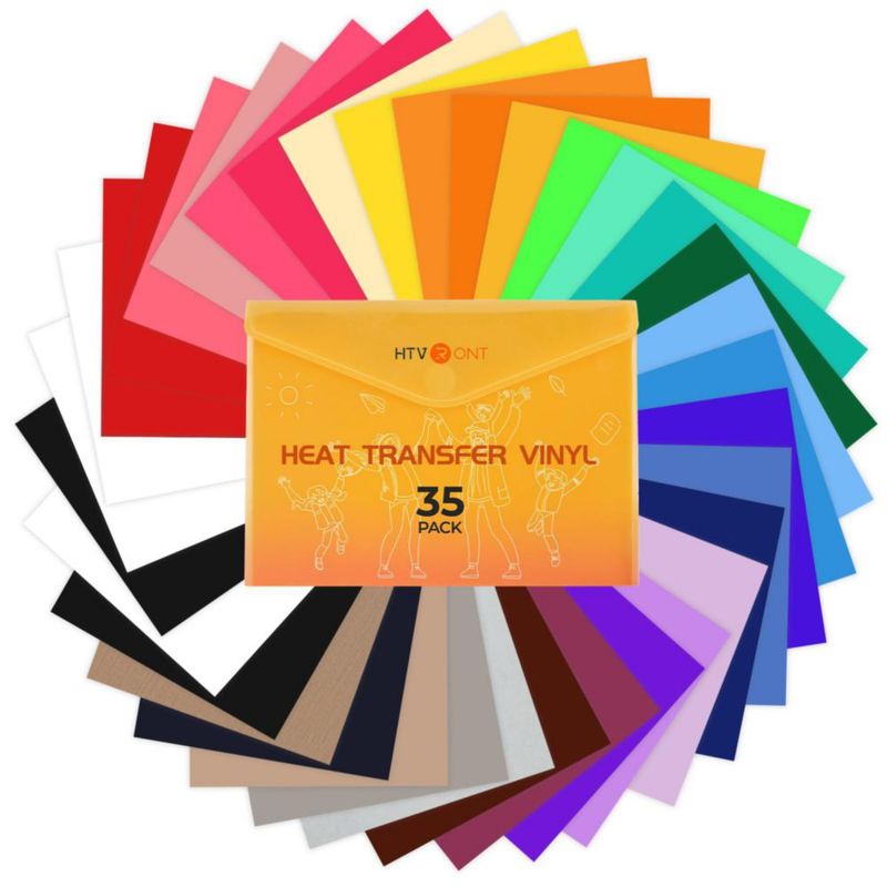Vinilo Termotransferible HTVRONT Paquete de 35 Hojas 30 Colores 30x25 cm
