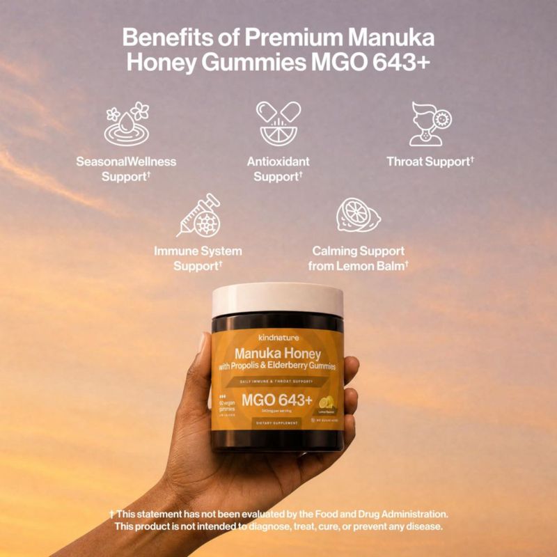 Gomitas Kindnature de Miel de Manuka MGO 643+ para Apoyo Inmunológico