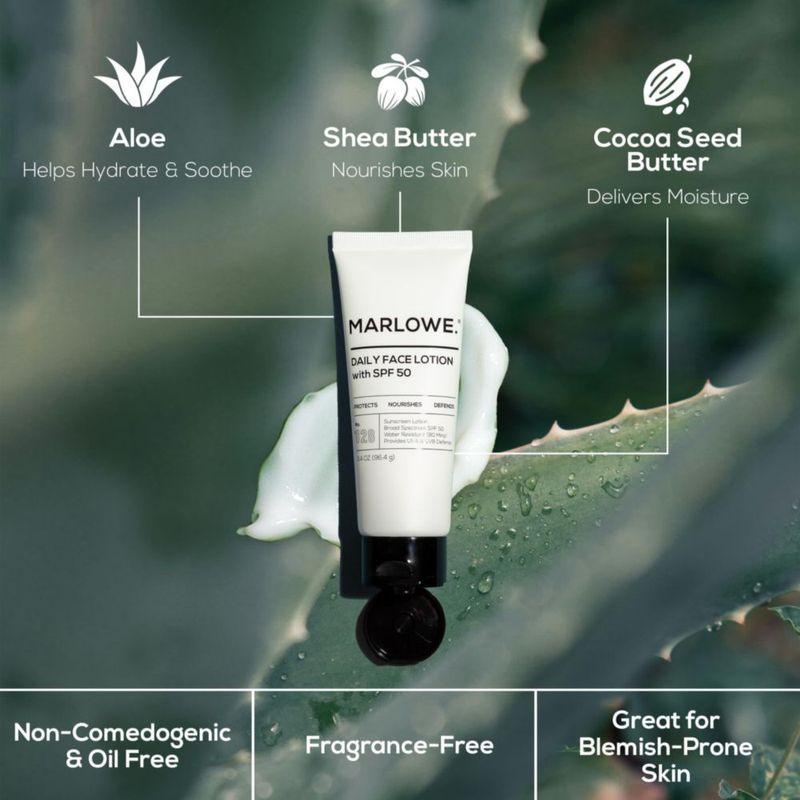 Hidratante Facial MARLOWE. Protector Solar SPF 50 100 ml Paquete de 2