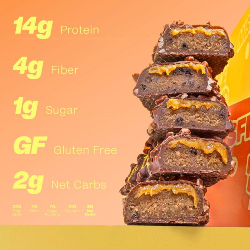 Barras de Proteína Misfits Sabor Mantequilla de Maní y Fudge 14g de Proteína