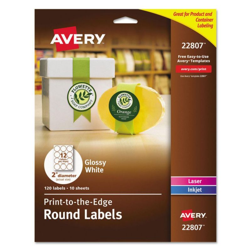 Etiquetas redondas imprimibles Avery Sure Feed de 2 cm de diámetro 120
