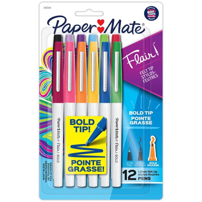 Pluma de Punta Porosa Paper Mate Flair Punta Gruesa Tinta Surtida