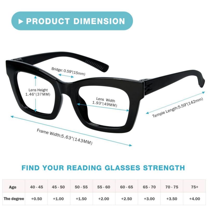 Lentes de Lectura Reducblu Ojo de Gato Sin Metal Paquete de 6 +0.75