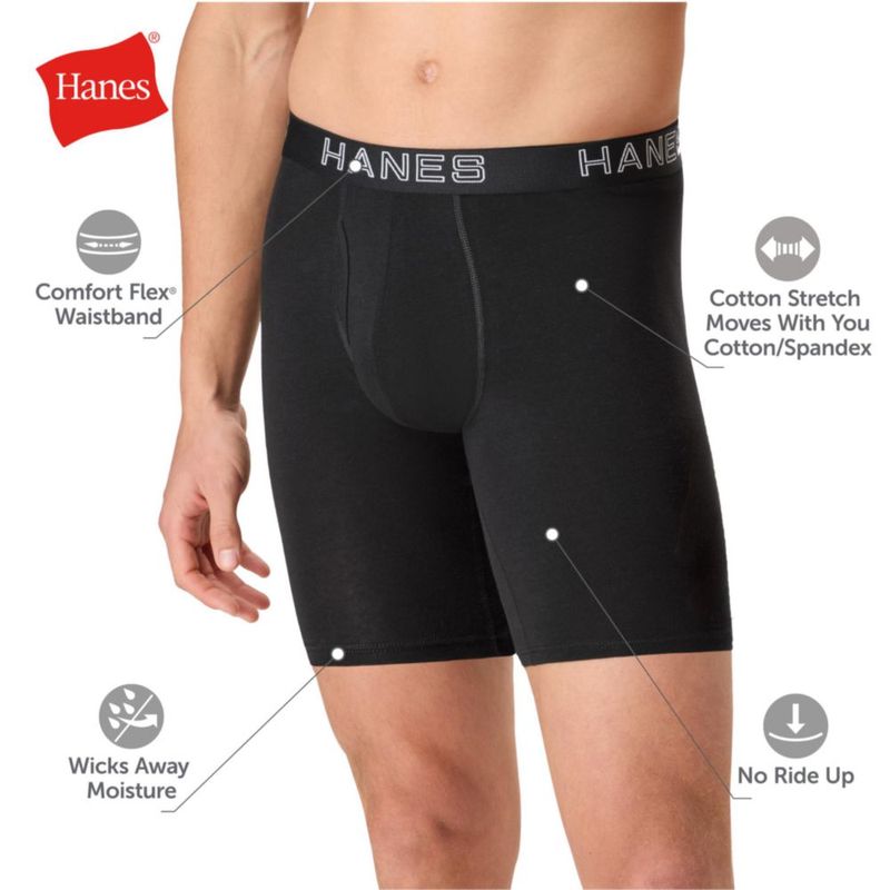 Bóxers largos de algodón con elastano Hanes 6 unidades