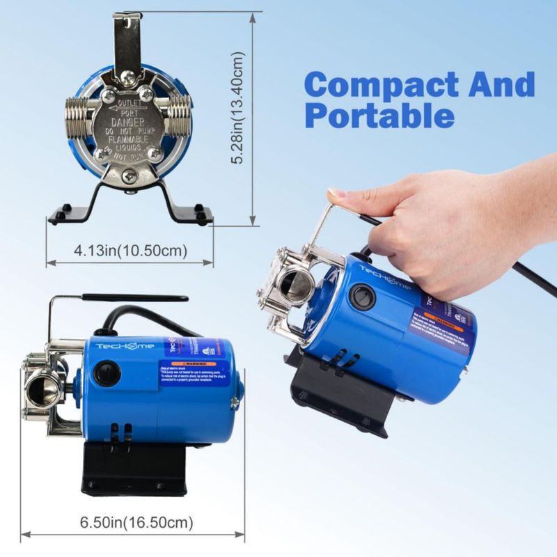 Bomba de Agua TecHome 1/10 HP 115V 330 GPH con Mangueras