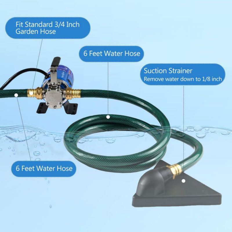 Bomba de Agua TecHome 1/10 HP 115V 330 GPH con Mangueras