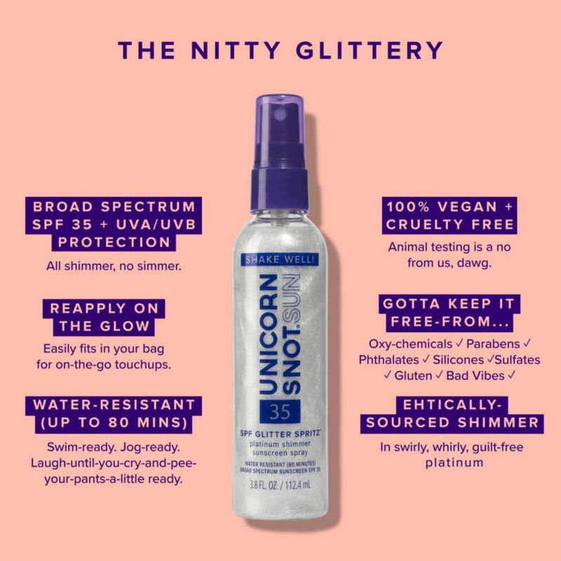 Spray Protector Solar Unicorn Snot SPF 35 con Brillo 112 ml