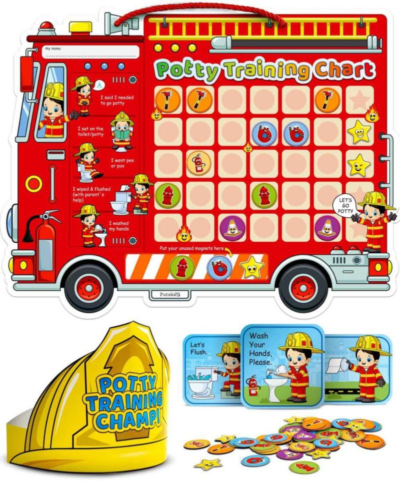Tabla de Entrenamiento para Ir al Baño PUTSKA Bombero con Pegatinas y Corona