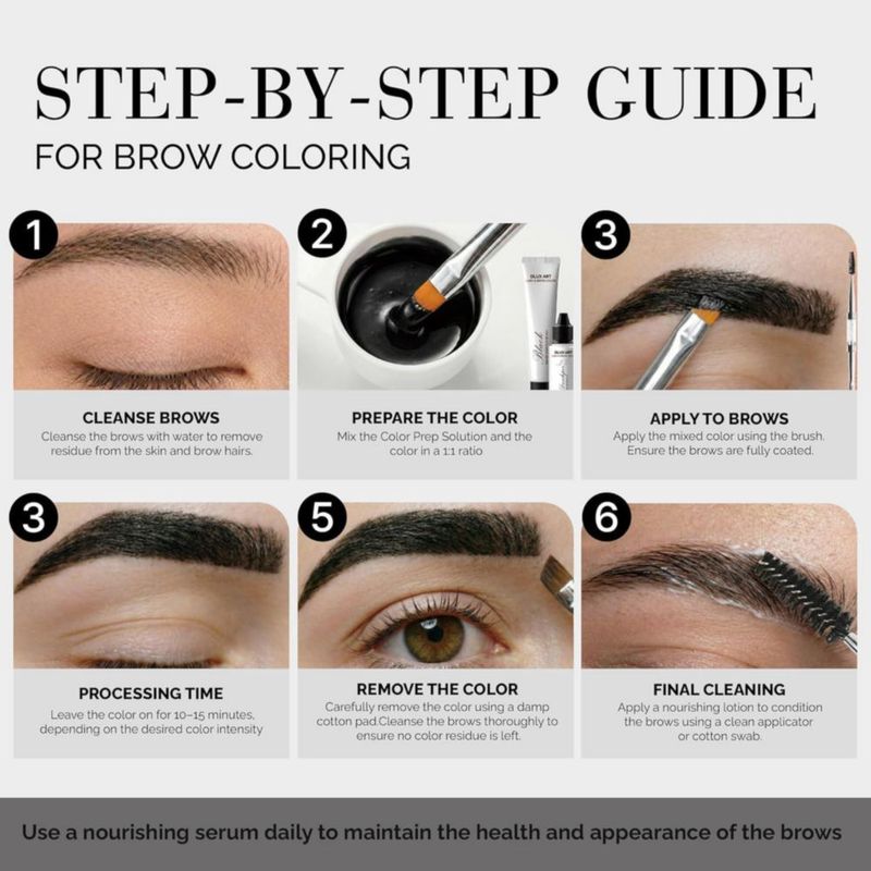 Kit de Color para Cejas DLUX PROFESSIONAL Marrón Oscuro de Larga Duración