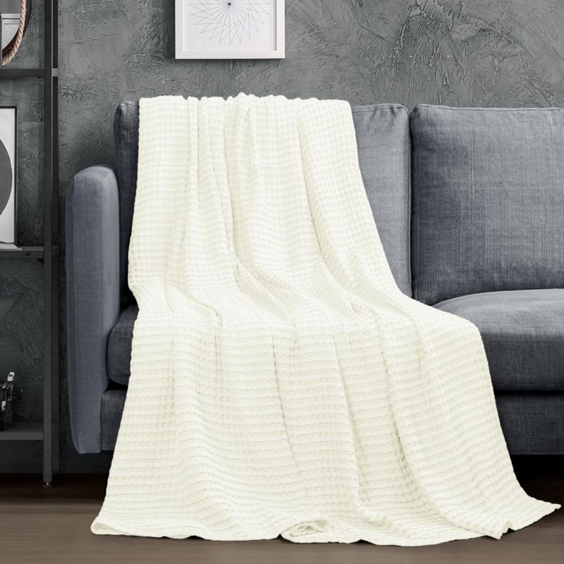 Manta Utopia Bedding Queen 100% Algodón Tejido Waffle 229x229 cm