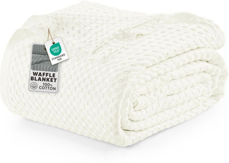 Manta Utopia Bedding Queen 100% Algodón Tejido Waffle 229x229 cm