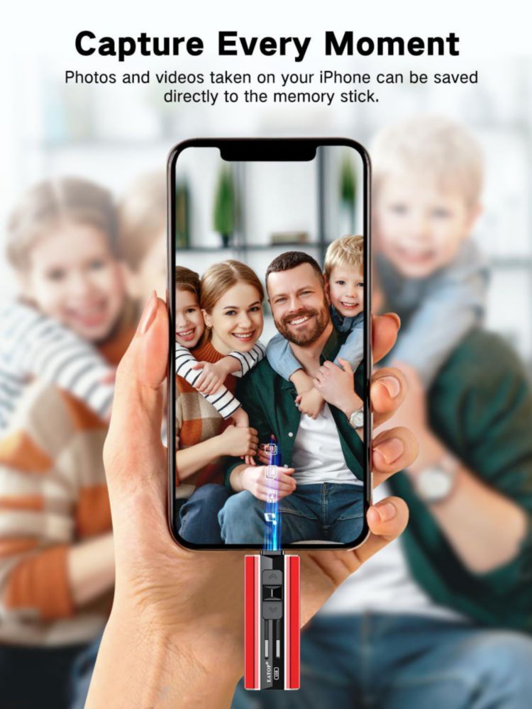 Memoria USB EATOP 512GB para Respaldo de Fotos Roja