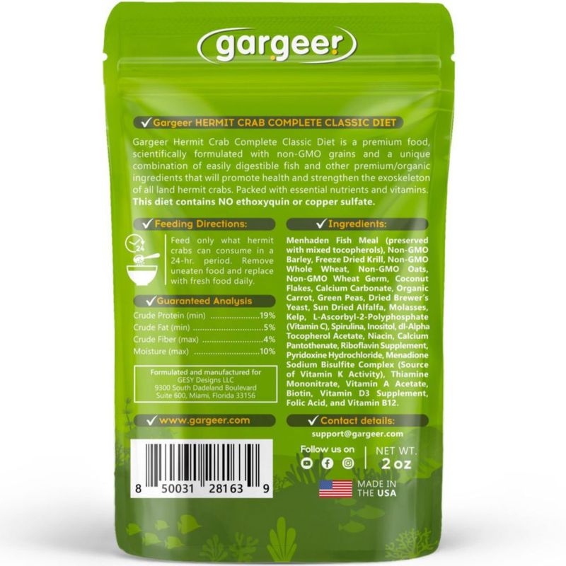 Dieta Completa para Cangrejo Ermitaño Gargeer 57 g