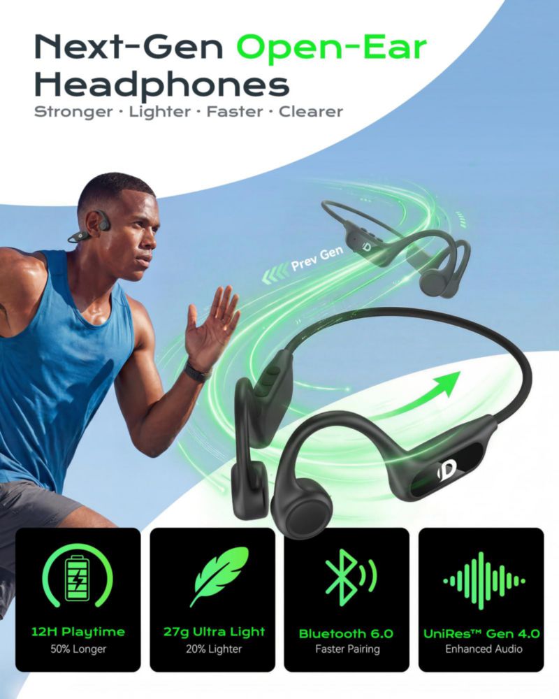 Audífonos DEMICEA Bluetooth 6.0 de Conducción Ósea Deportivos