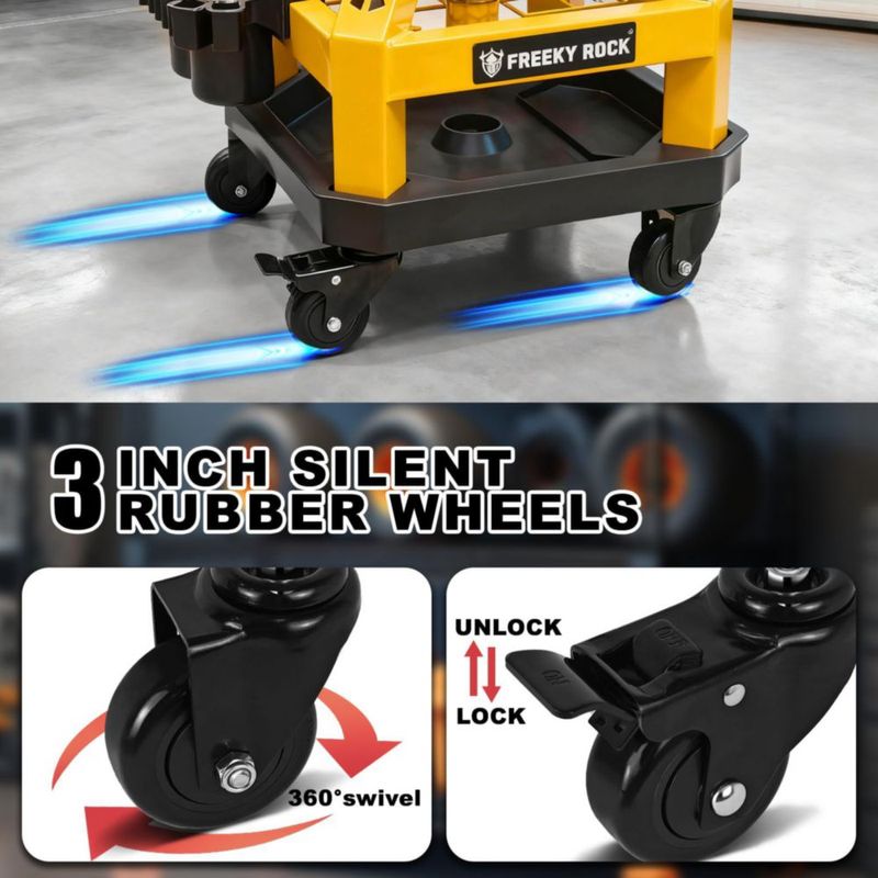 Taburete Mecánico Rodante Ajustable FREEKYROCK Amarillo