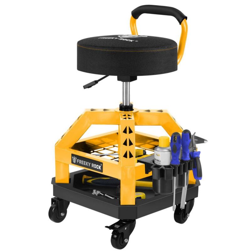 Taburete Mecánico Rodante Ajustable FREEKYROCK Amarillo