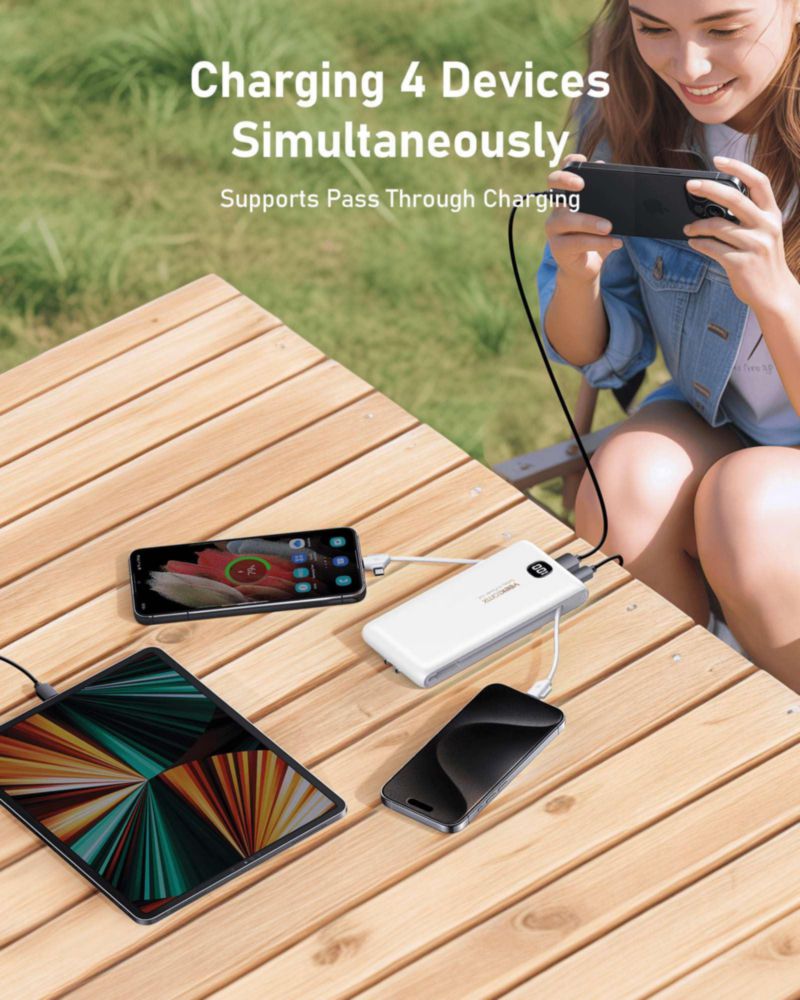 Power Bank VEEKTOMX 10000mAh USB-C con Cables Integrados