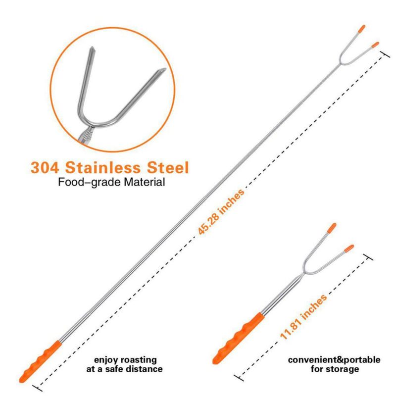 Set de 10 tenedores telescópicos de acero inoxidable BRIOUT para barbacoa 114 cm