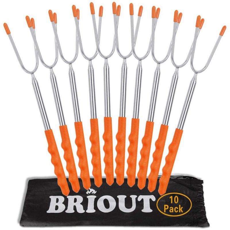 Set de 10 tenedores telescópicos de acero inoxidable BRIOUT para barbacoa 114 cm