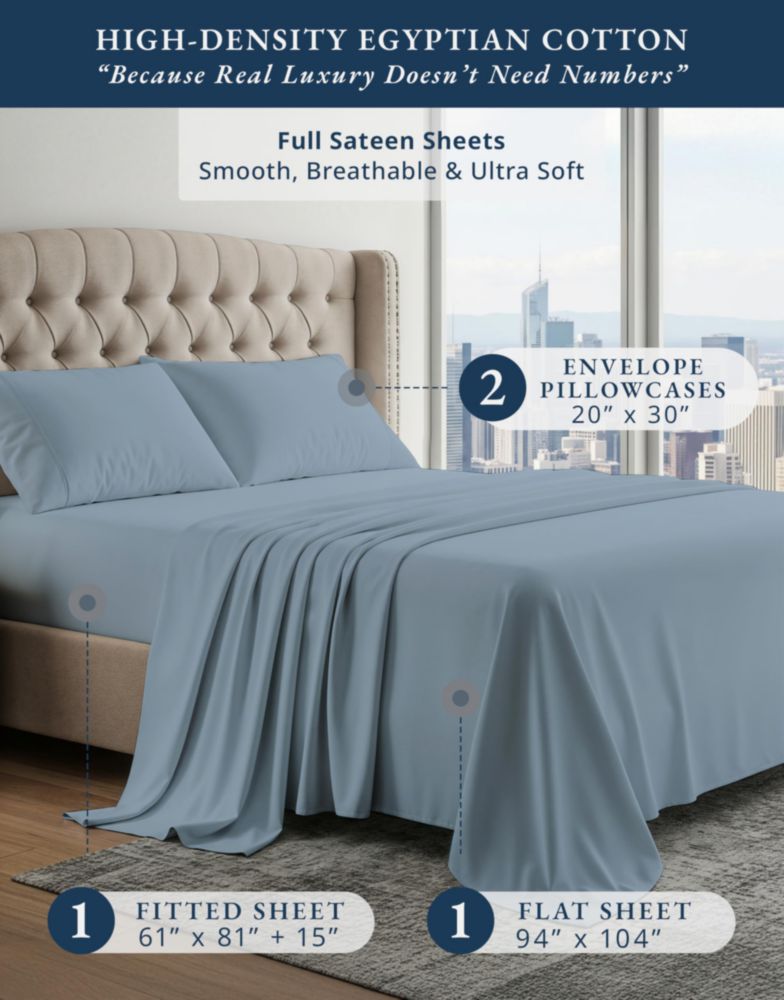 Juego de Ropa de Cama LANE LINEN Algodón Egipcio Mercerizado Full