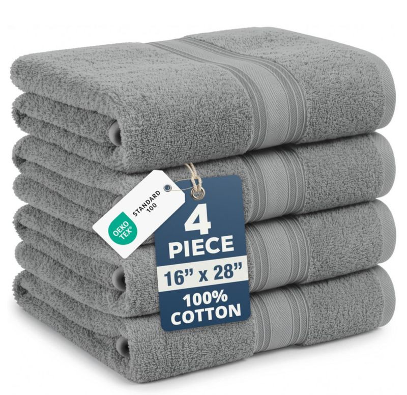 Toallas LANE LINEN Paquete de 4 Gris 41x71 cm Algodón Suave
