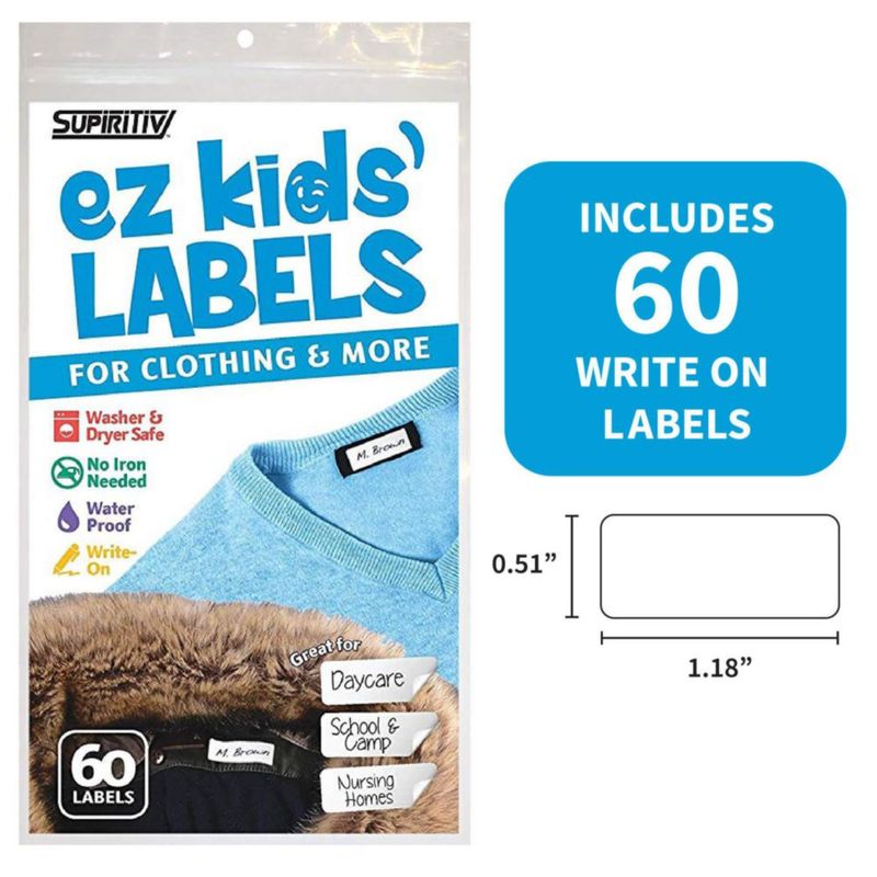 Etiquetas SUPIRITIV Ez Kids Autoadhesivas Sin Planchar Paquete de 60
