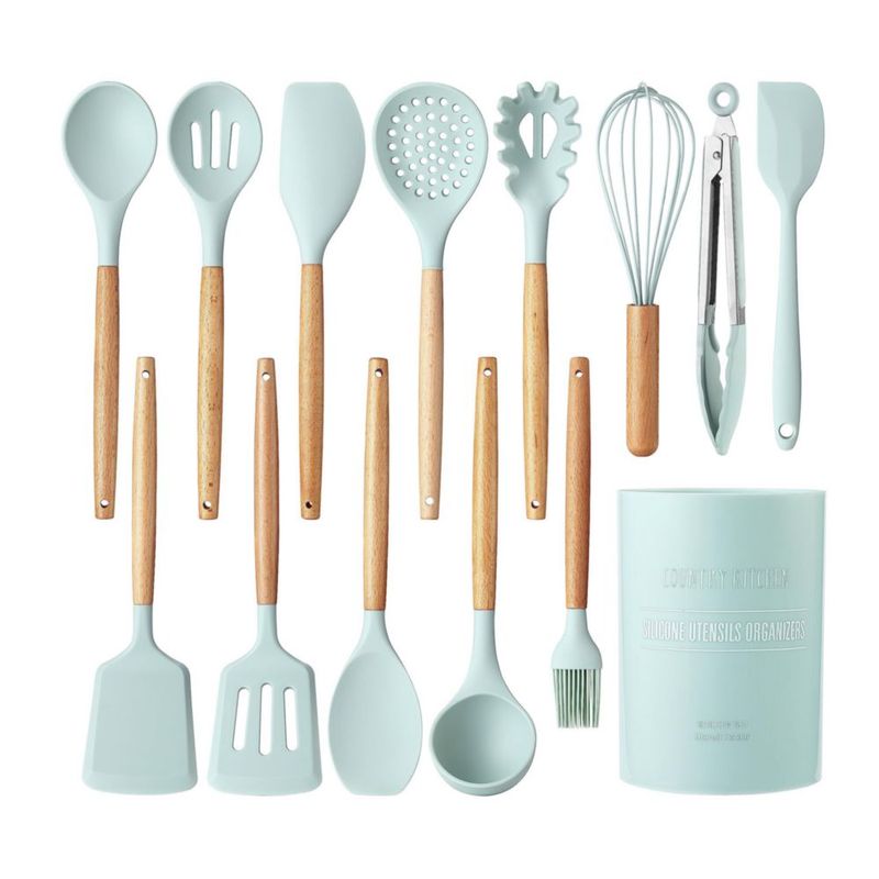 Set de 14 piezas de utensilios de cocina antiadherentes Country Kitchen color menta