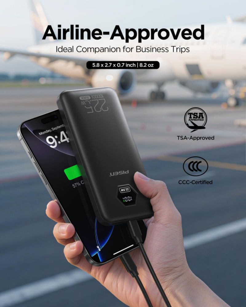 Power Bank PISEN 10000mAh 22.5W 3C Pantalla LED