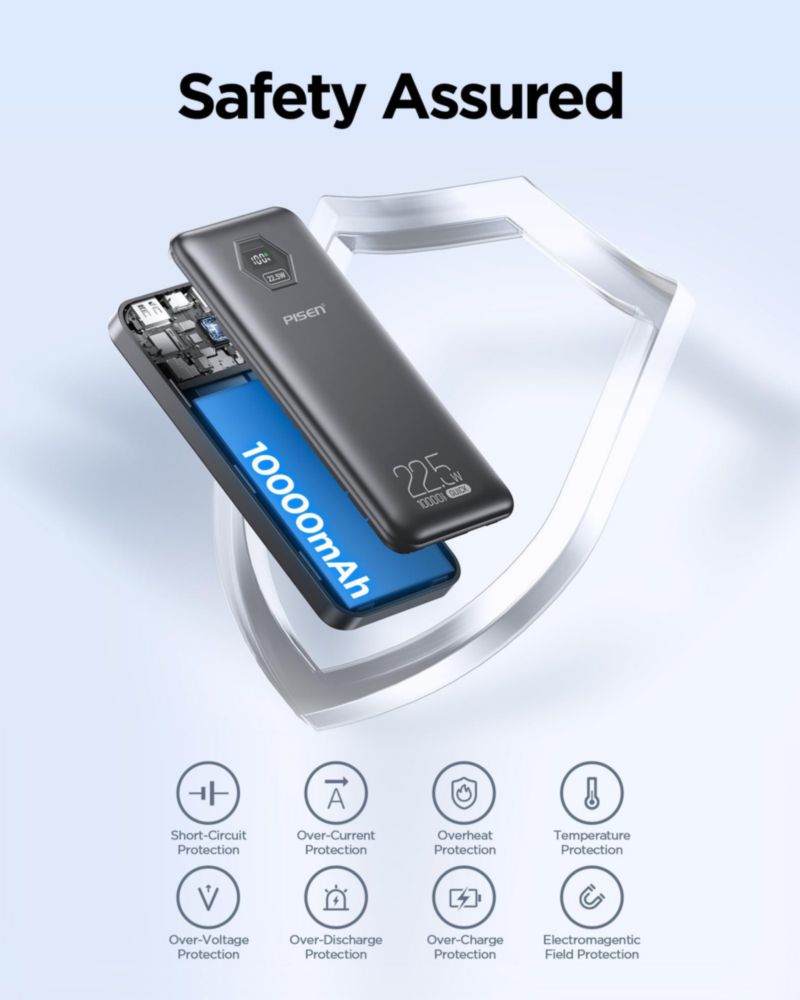 Power Bank PISEN 10000mAh 22.5W 3C Pantalla LED