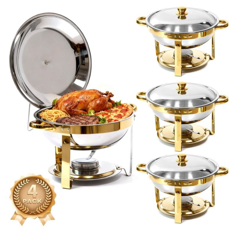 Calentador de Comida Charcofire Juego de 4 Piezas 6QT Acero Inoxidable Dorado