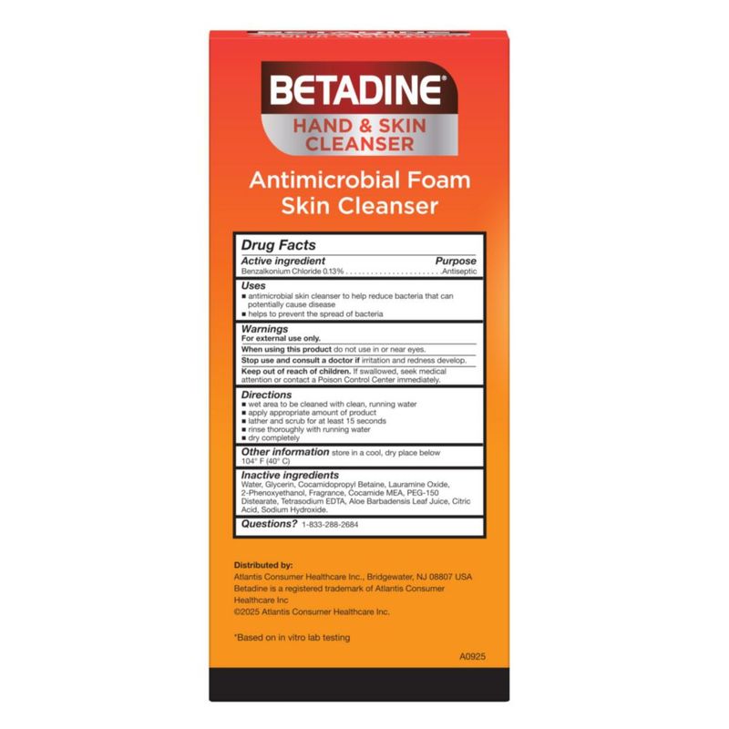 Espuma Antimicrobiana para Limpieza de Piel Betadine 237 ml