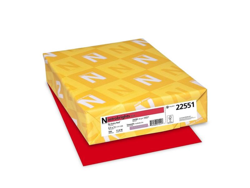 Papel de Copia para Impresión Neenah Astrobrights 22x28 cm Rojo 500 hojas