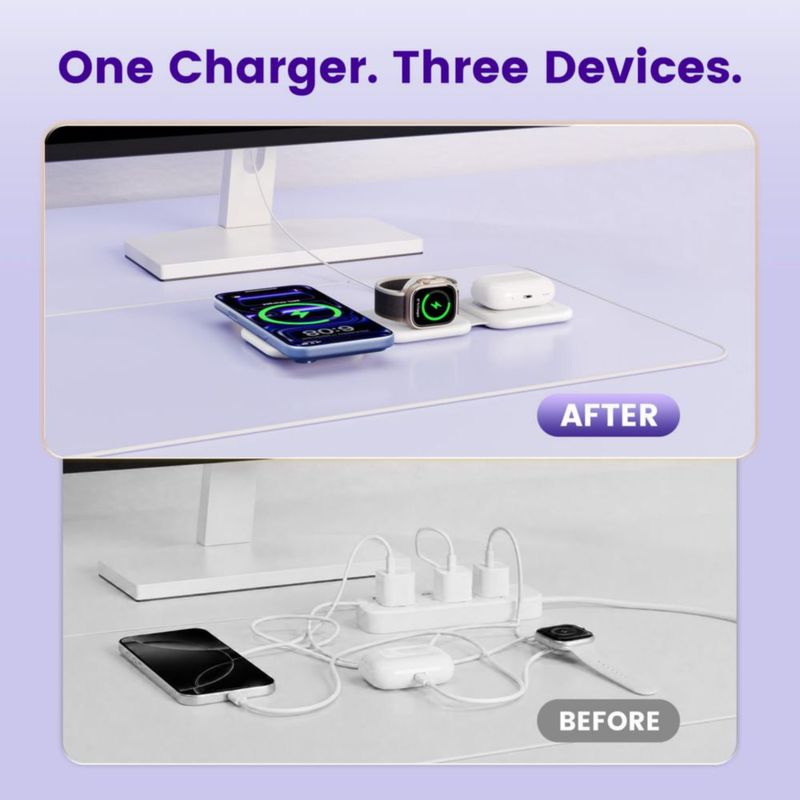 Estación de Carga SMILE STATION 15W 3 en 1 Plegable MagSafe
