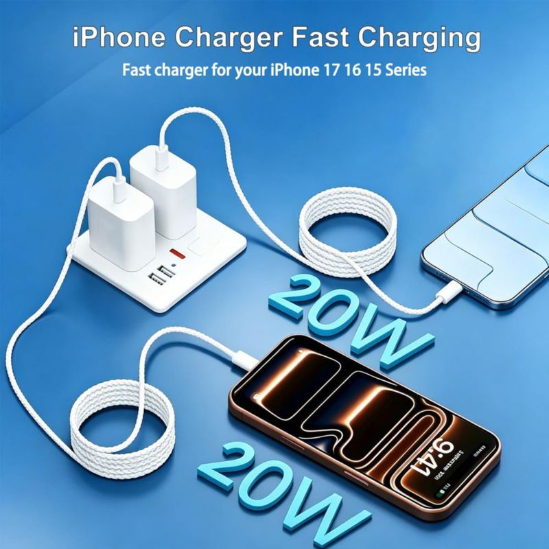 Cargador Blechmeki Rápido USB C 20W Paquete de 2 con Cable de 1.8 m